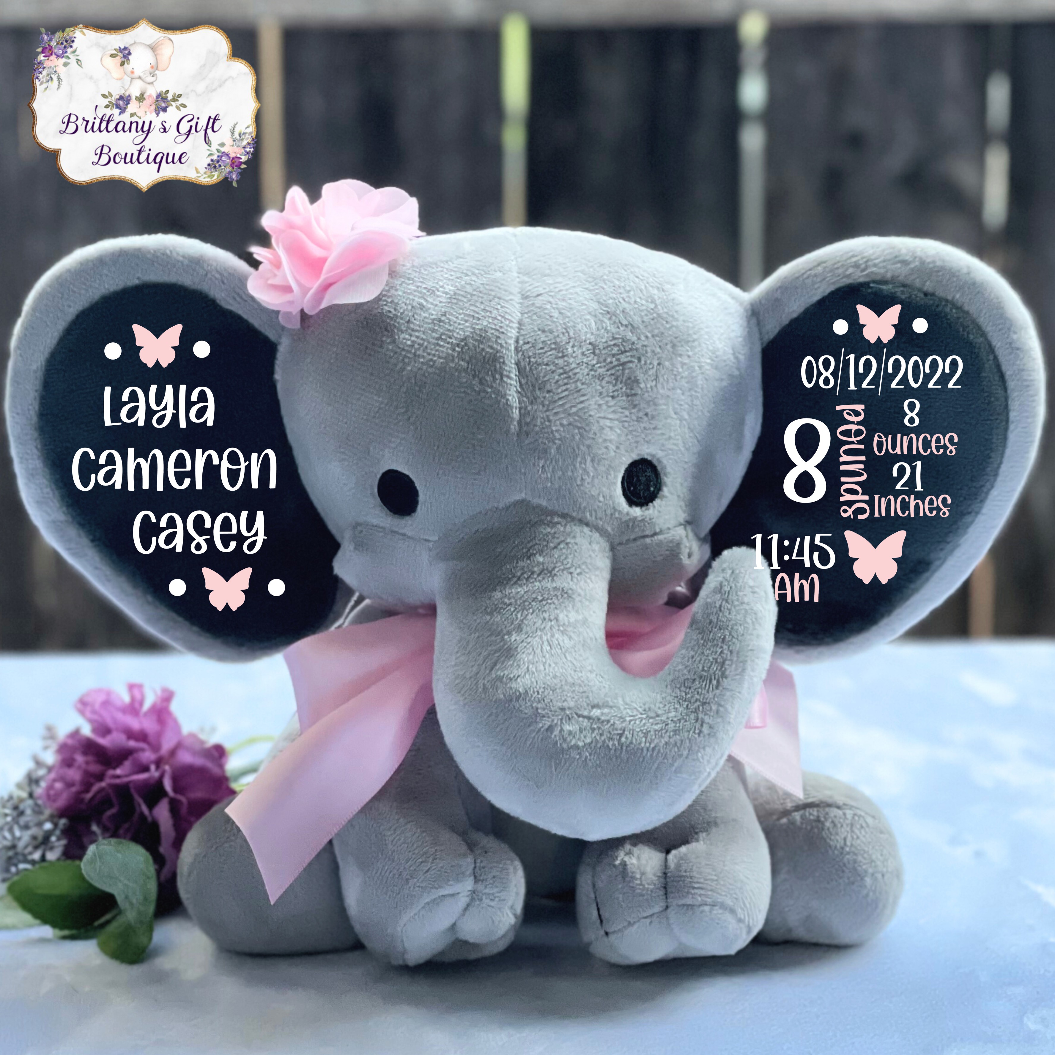 Birth announcement birth stats new baby gift elephant newborn present newborn gift baby shower baby gift baby keepsake